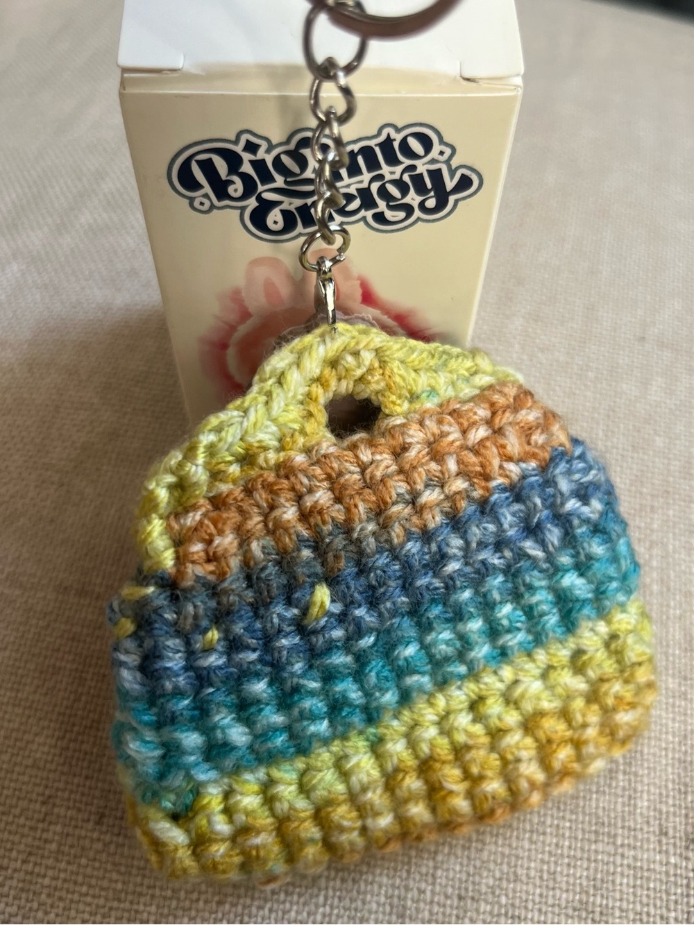 Handmade Crochet Mini Bag with Labubu Style Keychain Charm 3” New Gift - Picture 5 of 6